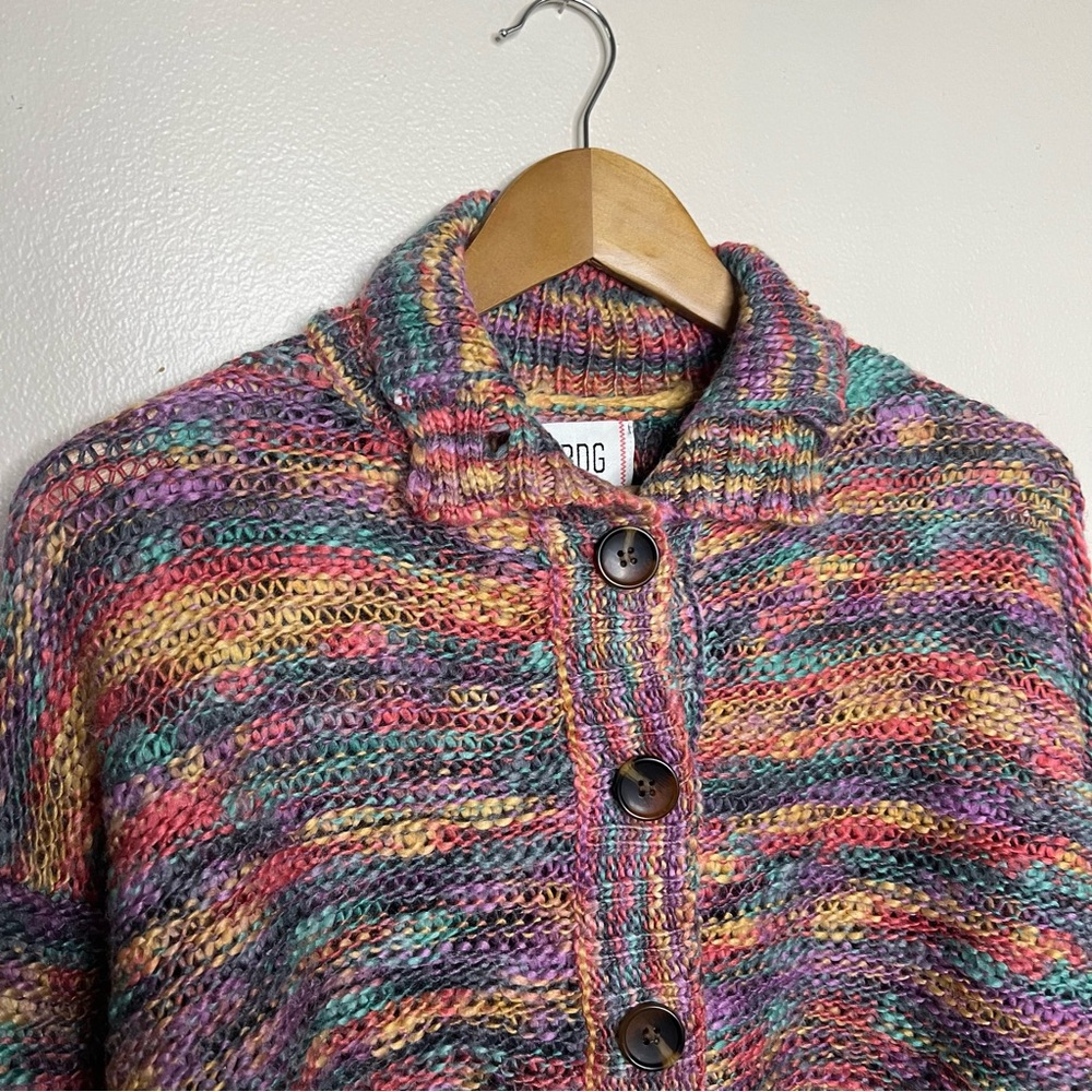 Urban Outfitter’s BDG Multicolor Cropped Button Down Cardigan M Knit Rainbow - Picture 4 of 9